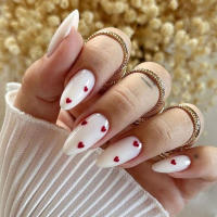 24pcs Uñas Postizas Largas Almendra Blancas Estilo Francés Detalladas Tiras Adhesivas De Uñas Postizas ABS Para Fiesta - details 30