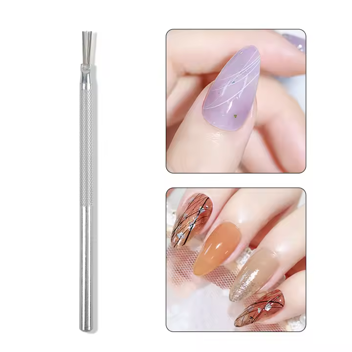 Pincel De Arte De Uñas Multicabeza Flexible Para Diseño DIY De Uñas Con Mango De Acero Inoxidable Accesorios De Pintura De Uñas - 1