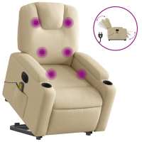 vidaXL Sillón de masaje eléctrico reclinable elevable tela Gris claro, Gris oscuro, Negro Sillon Dormitorio Sillon Comodos Silla Relax Sillón Sofá - details 5