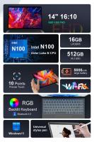 Ninkear T40 Tablet PC 2 in 1, pantalla táctil IPS de 14'' con resolución 1920x1200, procesador Intel Alder Lake N100  4 núcleos a 3.4GHz, 16GB  RAM 512GB SSD, Windows 11, WiFi 6, Bluetooth 5.2, batería 5000mAh, Para los trabajadores y estudiantes - details 1