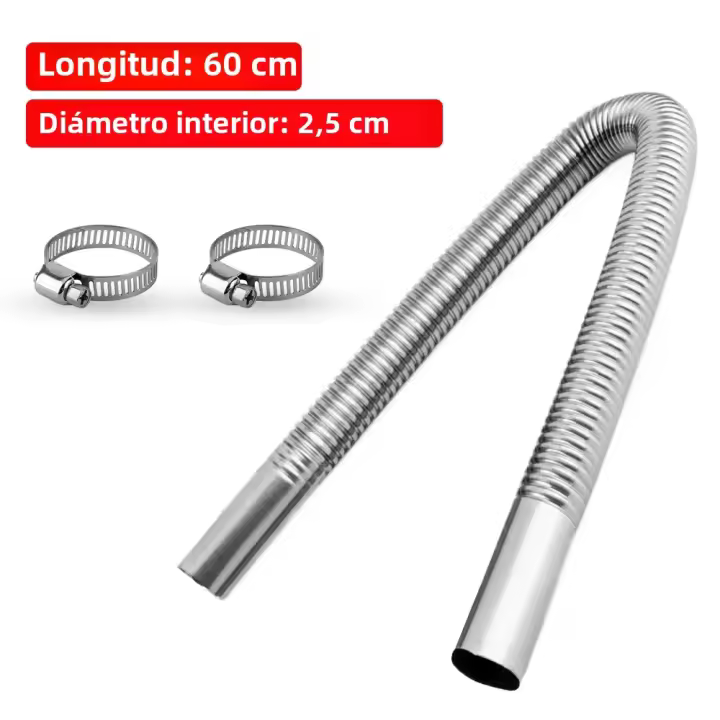 Pipeta De Escape Para Calentador De Aire Al Aire Libre En Acero Inoxidable Tubo De Gas De 60cm 120cm LD 2.5CM Para Calentadores Eberspacher Y Propex - 1