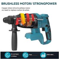 Martillo rotativo eléctrico sin escobillas, destornillador de impacto, herramientas eléctricas recargables para batería Makita de 18V, 27mm - details 2