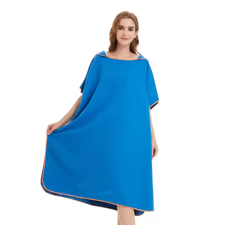 Poncho Toalla Rápida De Secado Microfibra Para Playa Robe De Cambio Para Adultos Toalla De Natación Con Capucha - 1