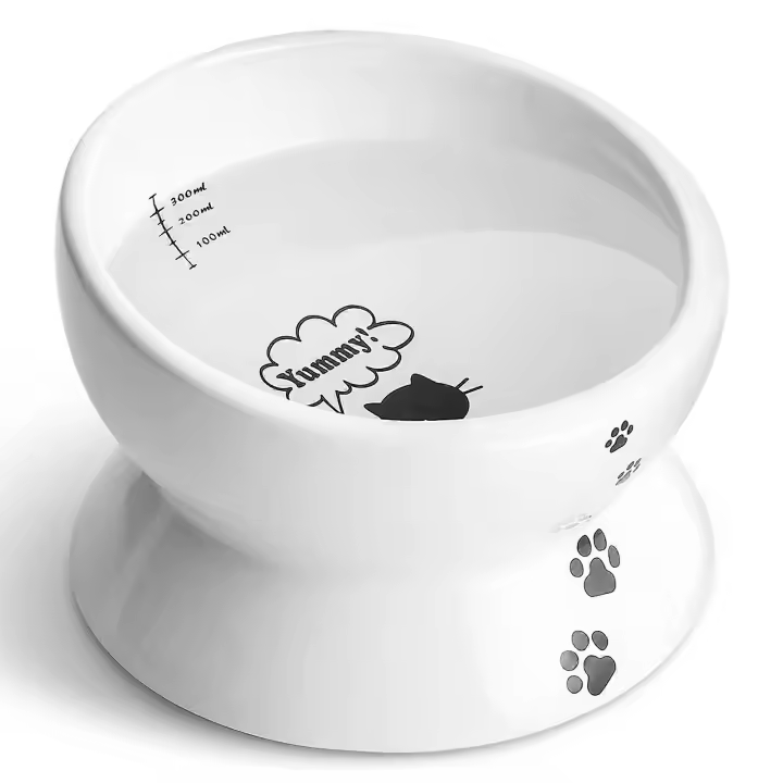 Cat bowl ceramic 400ml, food and water bowl cat slanted ceramic - 1