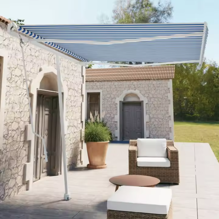 vidaXL Toldo de pie automático azul y blanco 300x250 cm - 1