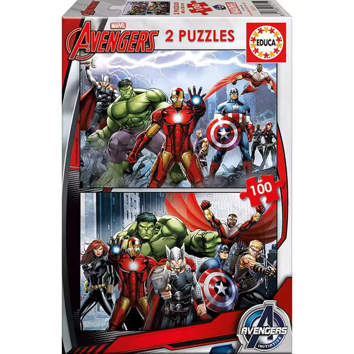 Educa Borras - Avengers Los Vengadores 2 Puzzles de 100 Piezas, Multicolor - 1