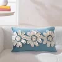 Funda de almohada de sofá con flores tridimensionales, funda de almohada de lujo suave y ligera para dormitorio, cojín de cintura para balcón - details 0