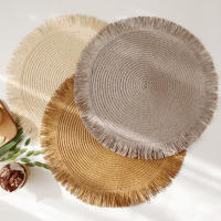 Mantel Redondo Vintage Con Borde De Juta Resistente Al Calor Antideslizante Decoración Rustica Para La Mesa De La Casa Tapete Para Taza De Té - details 1