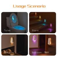 Lámpara De Noche LED Con Sensor De Movimiento Recargable Para Inodoro Dormitorio Pasillo Escaleras Armario Baño Luz De Pie - details 9