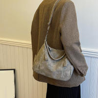 Bolso Lateral De Cuero Diseñador Para Mujer Bolso De Hombro Retro Capacidad Grande Bolso De Mano Casual Para Damas - details 5