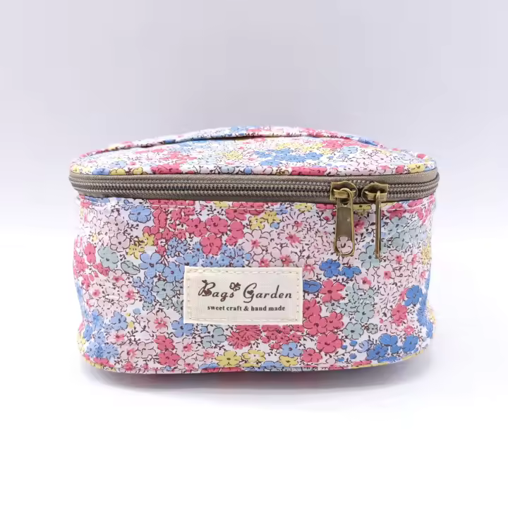 Bagsgarden- Neceser de Algodón con Estampado Floral - Bolsa Organizadora de Gran Capacidad con Cremallera para Maquillaje y Almacenamiento - Exclusivo y Portátil - 1