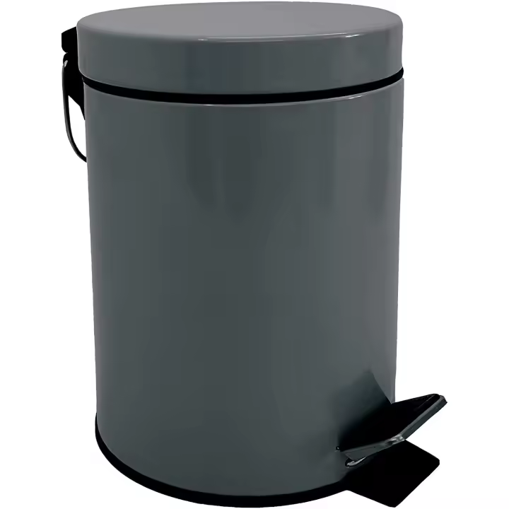 MSV Cubo de basura con pedal para cosméticos, color antracita, 3 litros, con cubo interior extraíble - 1