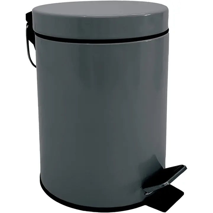 MSV Cubo de basura con pedal para cosméticos, color antracita, 3 litros, con cubo interior extraíble - 1