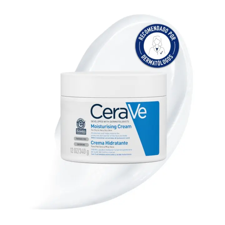 Cerave Crema Hidratante para Piel Seca con Ceramidas y Ácido Hialurónico 340g - 1