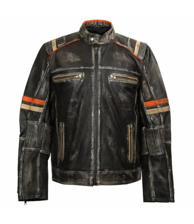 Chaqueta de piel napa hombre estilo Biker New Rock Sheep Leather W-NRLMJ007-S1 - 1