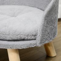 PawHut Cama Elevada para Perros Cama para Perros y Gatos Miniaturas con Cojín Lavable y Marco de Madera y Alfombrillas Antideslizantes para Interior Ø40,5x33 cm Gris - details 3