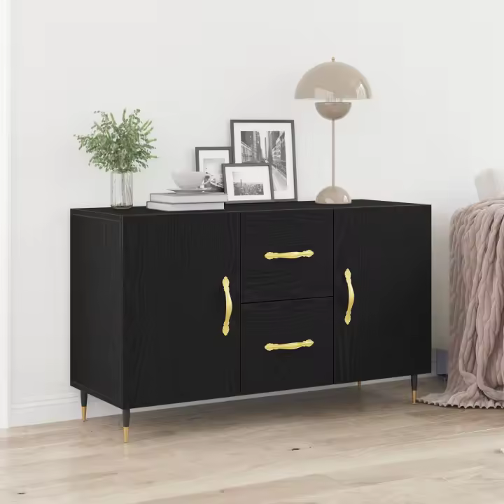 vidaXL Aparador Negro de Roble 100x36x60 cm de Madera Elaborada - 1