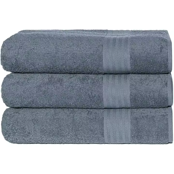 Juego de 3 Toallas de Baño Extra Suaves, 100% Algodón Made in Italy, Highly Absorbentes y de Secado Rápido, Tamaño 75x140 cm, Color Gris Oscuro - 1