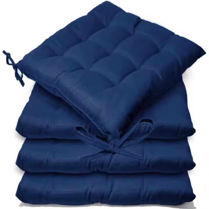 Pack of 4 Seat Pad for Dining Chair Garden Kitchen Chair Cushion With Tie On_9 Stitch_Fuchsia Indoor/Outdoor Comfortable chair pads for Kitchen seat pads 9 stitch cushions - 1