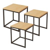 LILI HOME Mesas Nido - Diseño Moderno y Funcional Dimensiones: 50 x 50 x 50 cm / 40 x 40 x 40 cm / 30 x 30 x 30 cm. Perfectas como mesas de café, auxiliares, de noche o decorativas. Base metálica que garantiza durabilidad y firmeza. - details 0