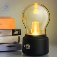 Bombilla De Noche LED Recargable Vintage Retro Sin Cable Con Sombrilla De Vidrio Para Decoración De Dormitorio Lámpara De Mesa - details 1