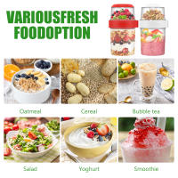 2Pcs Tazas De Desayuno Para Avena Cereal Yogur Ensalada Contenedor Jars Salsa Tupper Bento Almuerzo Caja De Comida Ecológico Resistente Al Desbordamiento - details 5