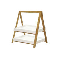 Estante de madera maciza multicapa con forma de escalera para sala de estar, estante de almacenamiento para flores, decoración suave para paisajismo, estante de exhibición para piso - details 0