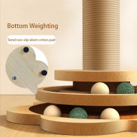 Juguete Para Gatos De Madera Sólida Rueda Giratoria Divertida Con Bolas De Paja Y Tablero De Rasguño Duradero De Sisal Suministros Para Gatos Columna De Agarre - details 3