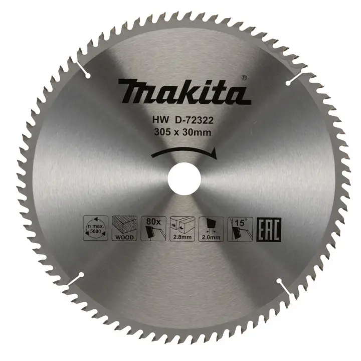 MAKITA - D-72322 Disco sierra circular , Standard TCT, 305 x 30 mm, 80 D MAKITA - 1