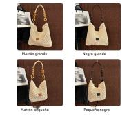 Bolso de paja, bolso tejido, bolso tote de mujer vintage imitación de caña, bolso de hombro y bandolera de diseño minoritario y moderno para mujer - details 1