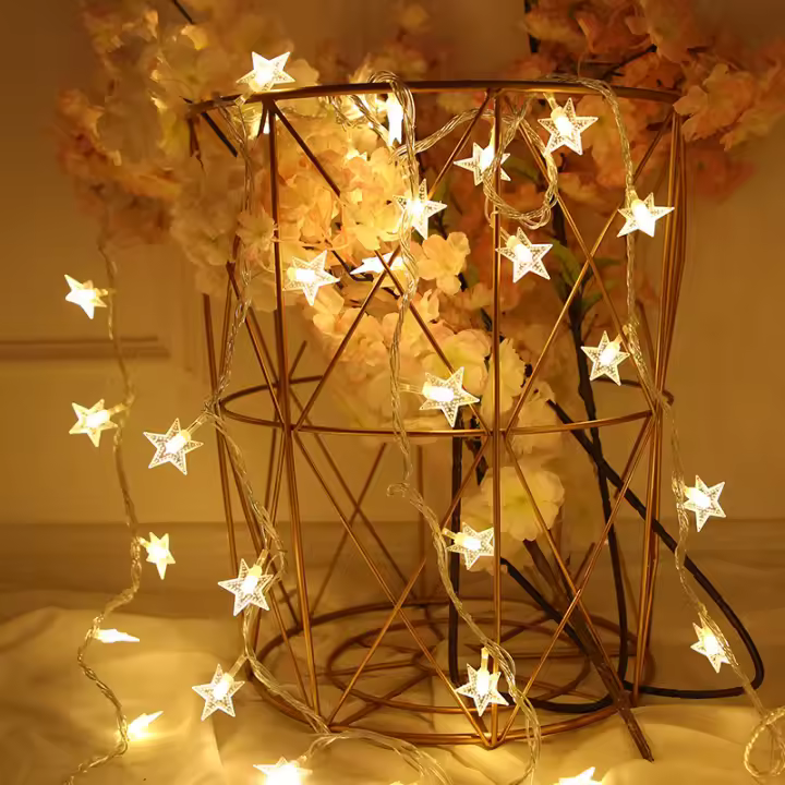 Luces De Navidad LED Estrella Twinkle 10/20 Piezas Con Cable De Cobre Operadas Por Batería Decoración Para Bodas Y Navidad - 1