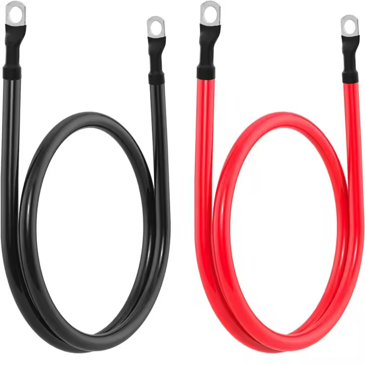 AUTOZOCO Cables de la Batería con terminales anillo, cables de arranque con terminales de anillo, Cables Inversores, 5AWG 16mm², SC16-10, Apto para Camión, Motocicleta, RV, Solar, Barco, 30 cm - 1