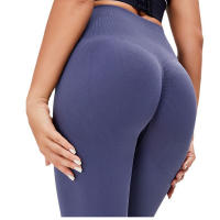 Pantalones De Yoga De Mujer De Cintura Alta Sin Costuras Talla Elástica Leggings Deportivos Para Gimnasio Y Correr En Color Sólido - details 10