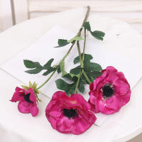 3 Cabezas De Anefoma Poppa Flores Artificiales De Seda Larga Rama Decoración Para Fiesta De Boda Navidad Hogar Wreath Mesa Jardín DIY - details 4