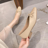 Zapatos Planos Elegantes De Mujer Con Punta Cuadrada Y Tacón Bajo Estilo Coreano Mary Janes Color Negro Suela Suave Para Oficina Y Carrera - details 8