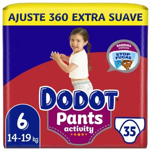 Dodot Activity Pants Pañal-Braguita Talla 6, 35 Pañales, 14kg-19kg, Con Barrera STOP Fugas Que Ayuda A Prevenir Fugas Traseras - 1