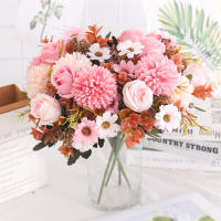 Rosa De Otoño Artificial Daisy Bouquet Para Boda Decoración De Jardín Navidad Vases Hogar Sala De Estar Mesa Plantas Falsas Regalo - details 5