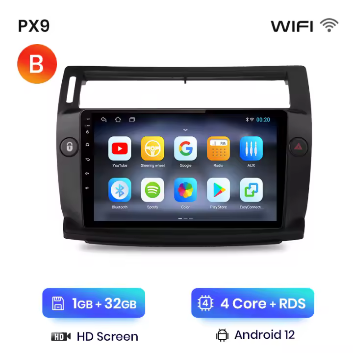 AWESAFE inalámbrico CarPlay Android Auto Radio para Citroen C4 C-triomphe c quatre 2004-2005 2006 2007 2008 2009 coche reproductor multimedia GPS 2 din autoradio volante controles RDS Bluetooth - 1