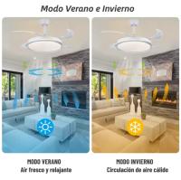 Ventilador de Techo con Luz LED 70W y Control Remoto Motor DC Silencioso 6 Velocidades Temporizador Iluminación Regulable 3000K-4200K-6500K 107cm - details 0