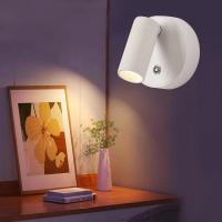 Lámpara De Pared LED Toque Control 360 Rotación Negra Blanca Luz Nocturna Inalámbrica Para Decoración De Habitación Dormitorio Moderno - details 0