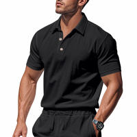 Camisa POLO de manga corta con solapa y botones, informal, de lino, transpirable, estilo británico, de verano para hombre - details 32