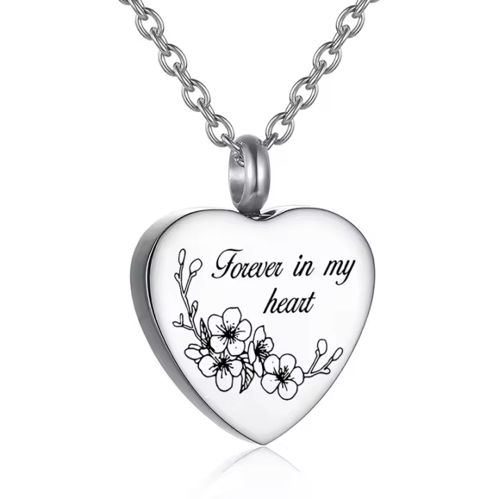 Joyería De Cremación En Forma De Corazón Y Flor Para Mujeres Almacenamiento De Restos En Acero Inoxidable Colgante Memorial Para Humanos - 1