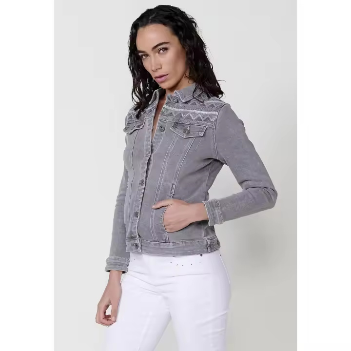 Koroshi Chaqueta vaquera denim bordada mujer - 1