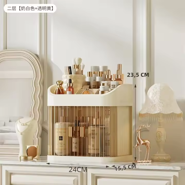 Organizador De Maquillaje De Lujo Para Escritorio Caja De Almacenamiento De Cosméticos Resistente Al Polvo Soporte Para Labiales Y Mascarillas Faciales Plástico - 1
