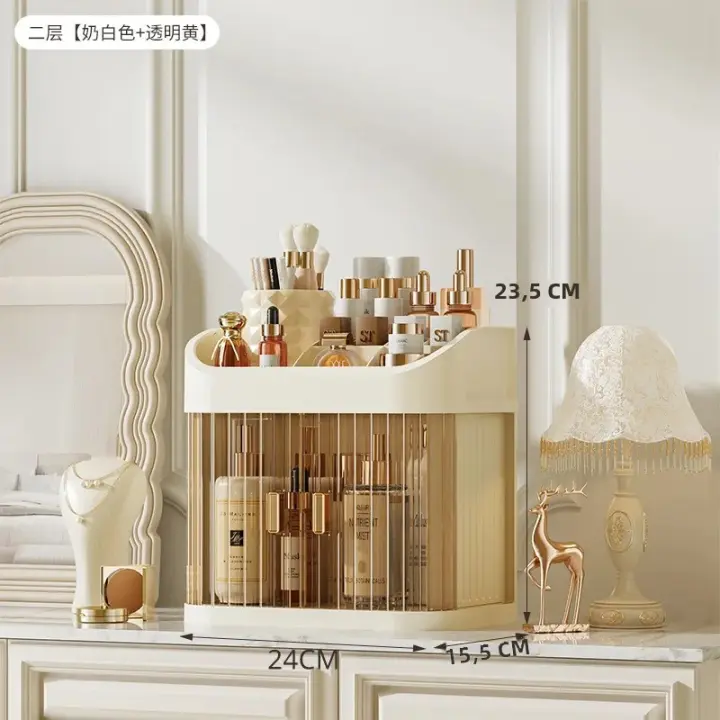 Organizador De Maquillaje De Lujo Para Escritorio Caja De Almacenamiento De Cosméticos Resistente Al Polvo Soporte Para Labiales Y Mascarillas Faciales Plástico - 1