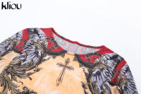 Vestido De Otoño Para Mujer Kliou Con Estampado Panelled Moda Manga Larga Cuello Redondo Ajustado Estilo Clásico Streetwear - details 4