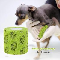 5Pcs Vendas Autoadhesivas Para Perros Cubierta De Manguito Protector De Primeros Auxilios Para Veterinarios Envoltura Elástica Verde Suministros Para Mascotas - details 0