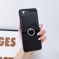 Funda De Cuero Con Patrón De Lichia Para Samsung Galaxy Z Flip 6 5 4 3 Flip6 Flip5 Flip4 Flip3 5G Con Anillo Soporte Antichoque - details 9
