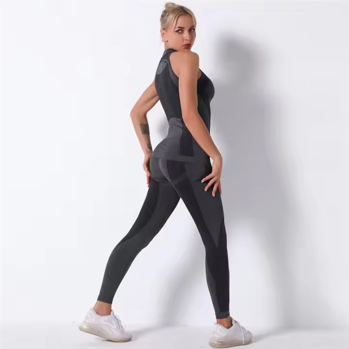 Women Yoga Set Long Sleeve Shirts+Long Pants Sportsuit For Women Casual Stripe Fitness Sport Suit Sportswear - 1