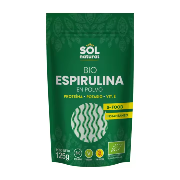 Sol Natural Espirulina en Polvo Bio 125g – Energizante, Rica en Proteínas y Detox Natural - 1
